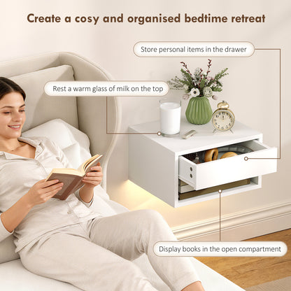 Floating smart LED bedside table — Set of 2