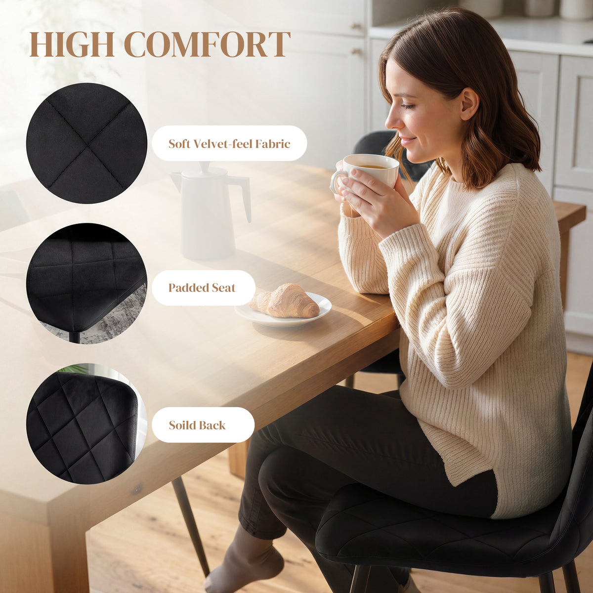 Upholstered dining chairs set of 4
