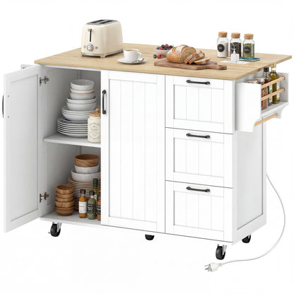 Isla de cocina con tablero abatible y toma eléctrica