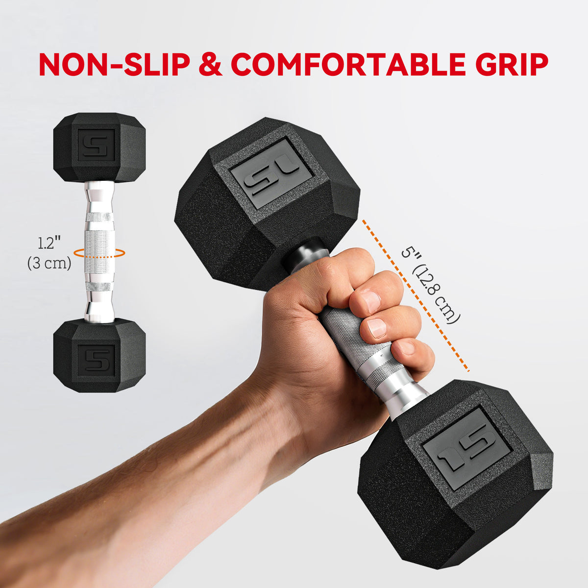 Hex Dumbbell Set with Metal Rack