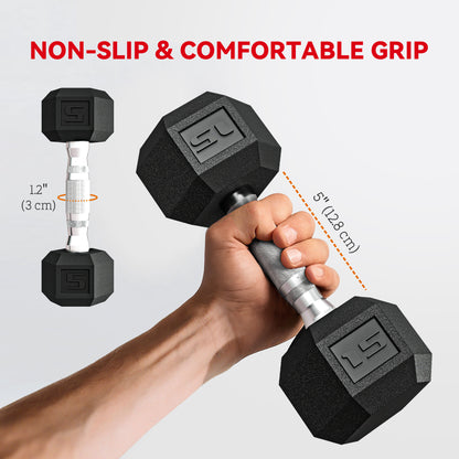 Hex Dumbbell Set with Metal Rack
