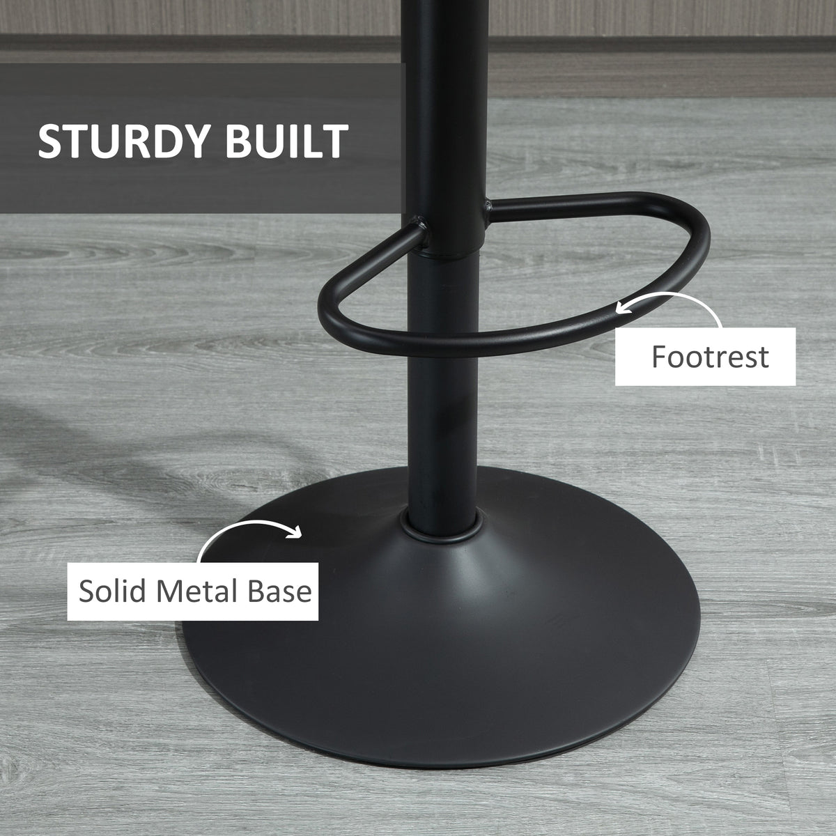 Adjustable Bar Stools Set of 2 — Black