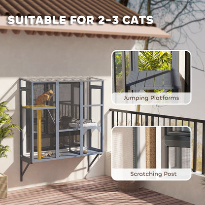 Rejilla exterior para gatos de 3 niveles con plataformas