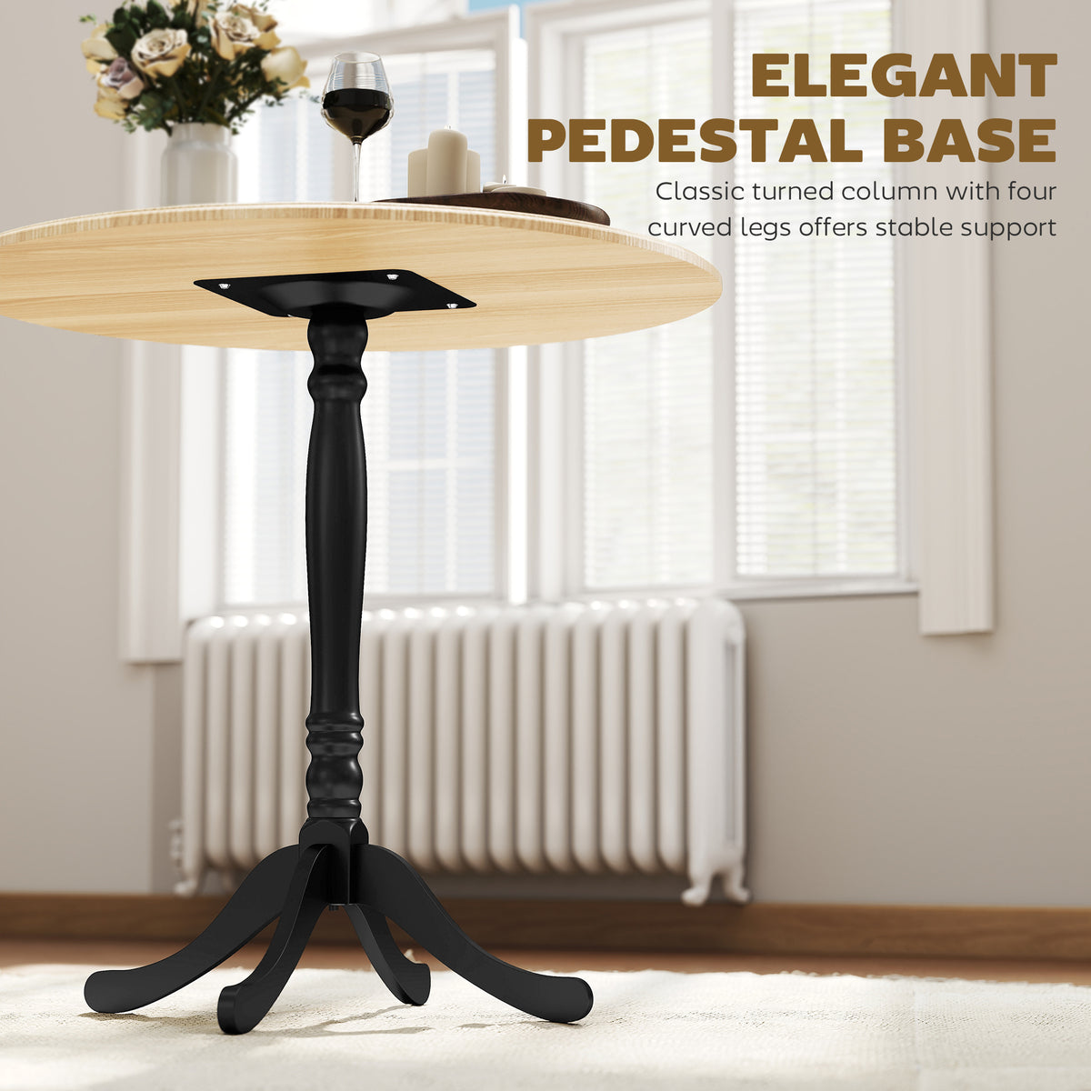 Mesa de comedor redonda con pedestal de 80 cm