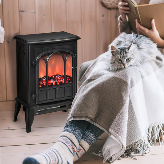 Freestanding Electric Fireplace Stove with Realistic Flame