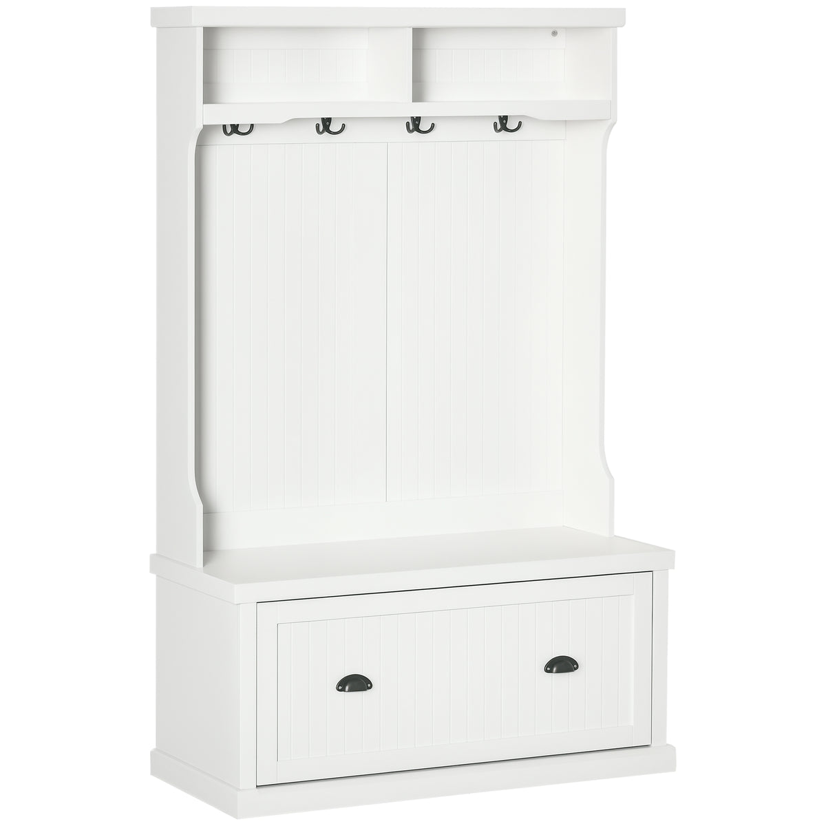 Mueble de entrada con banco de almacenamiento y percheros 164 cm