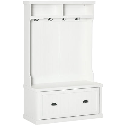 Mueble de entrada con banco de almacenamiento y percheros 164 cm