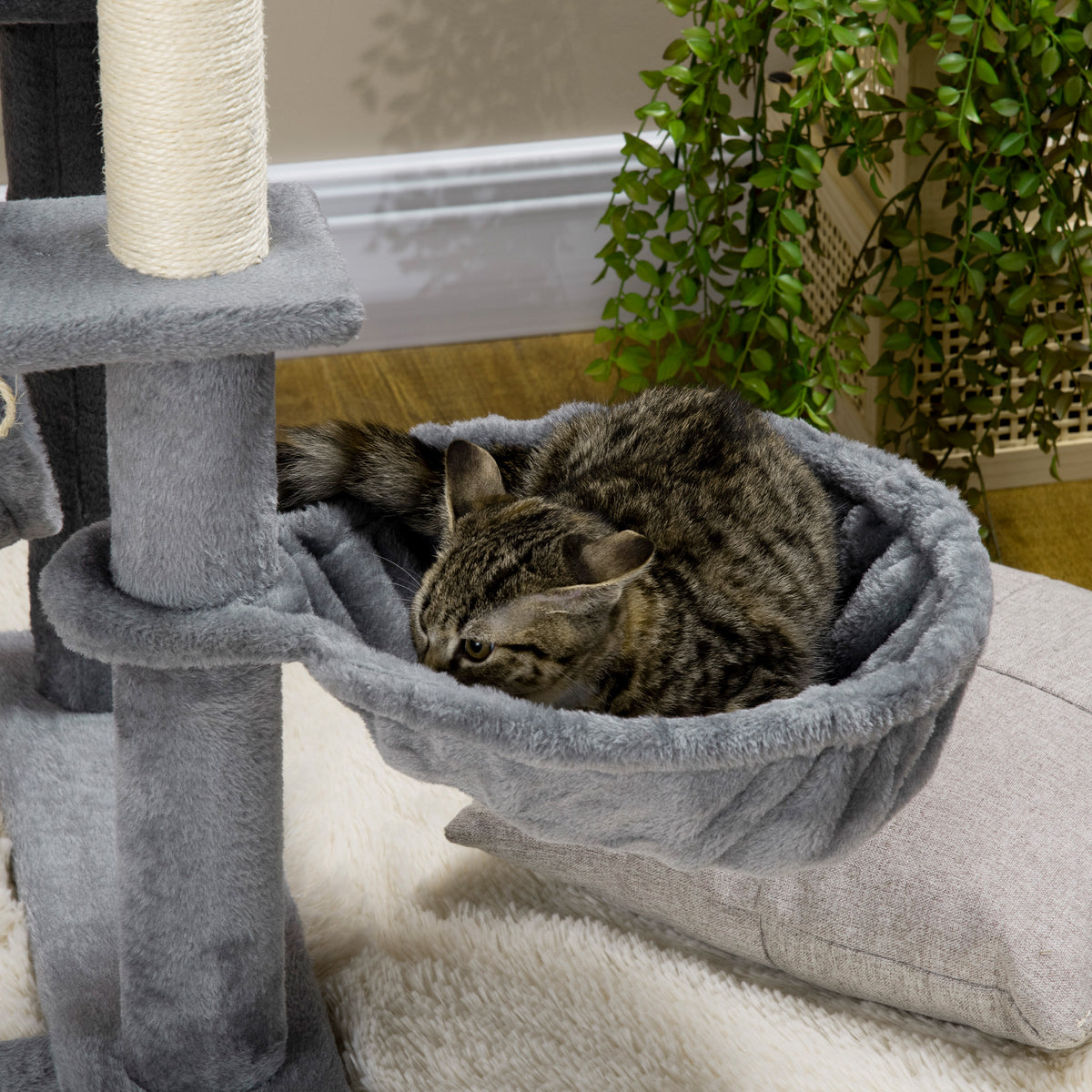Multi-level cat tree with sisal scratching posts