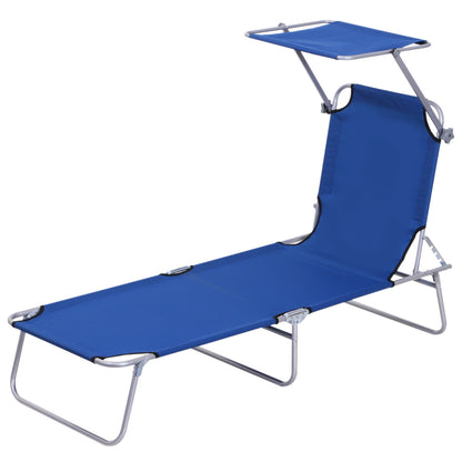 Folding Lounge Chair with Adjustable Sun Shade