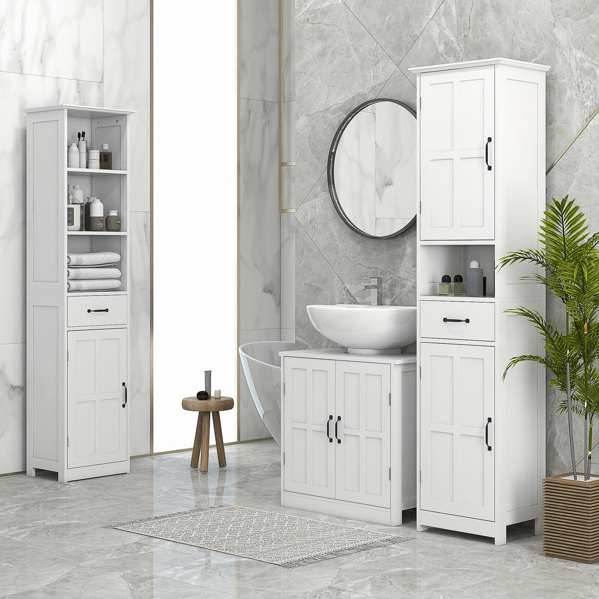 Under Sink Cabinet Double Door with Adjustable Shelf
