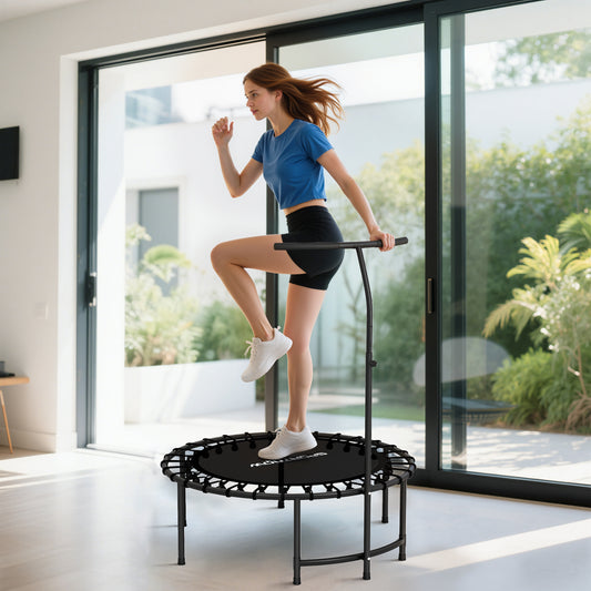 Foldable fitness mini trampoline adjustable handle
