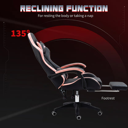 Ergonomic gaming chair in faux leather with footrest