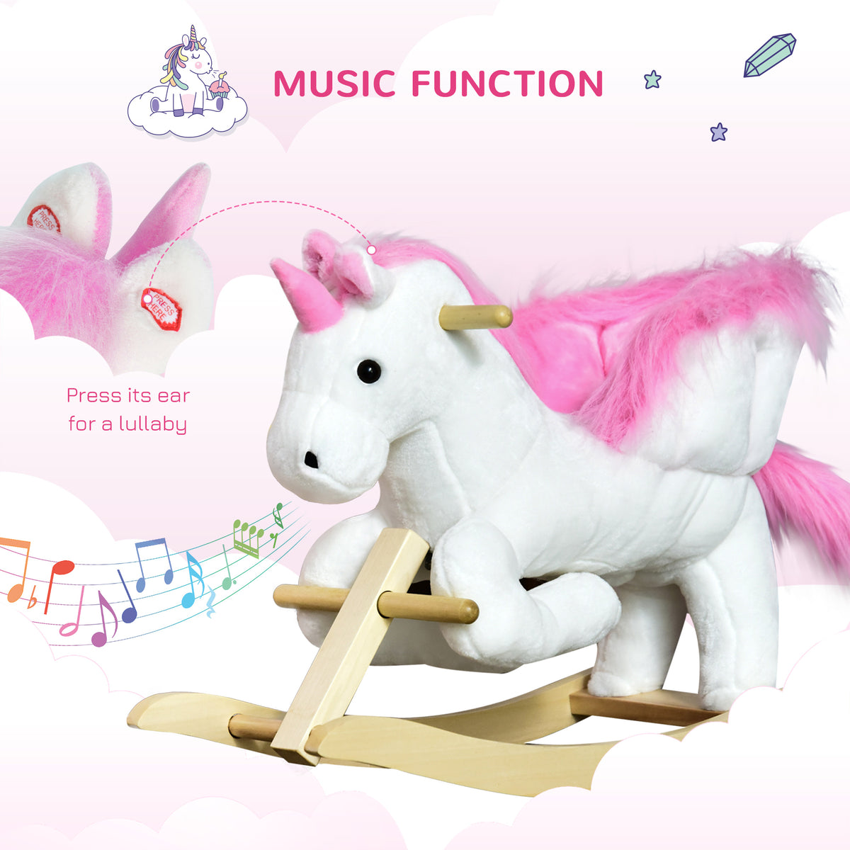 Baby rocking horse plush animal with sounds