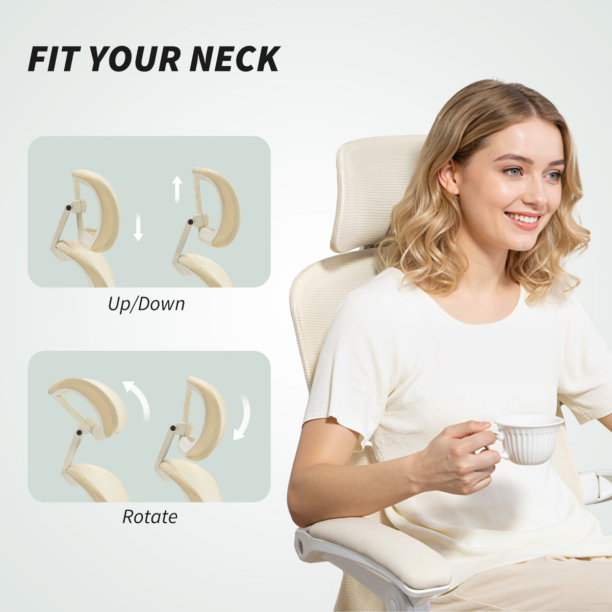 Ergonomic office chair with adjustable lumbar support and headrest