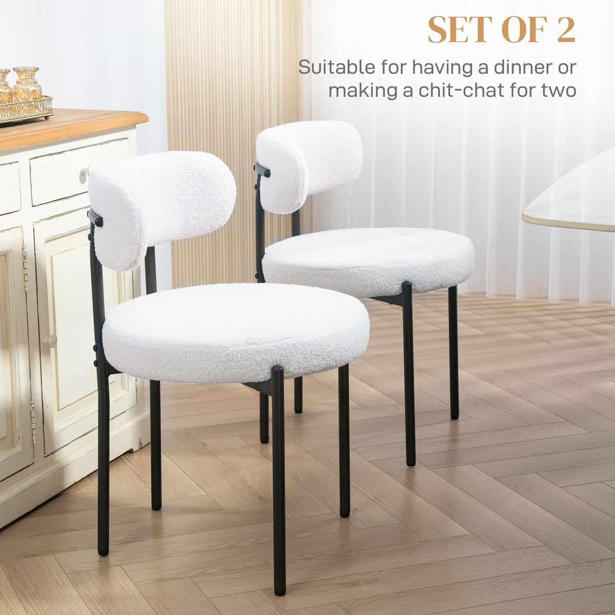 Modern Berber Fleece Dining Chairs Set of 2