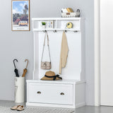 Mueble de entrada con banco de almacenamiento y percheros 164 cm