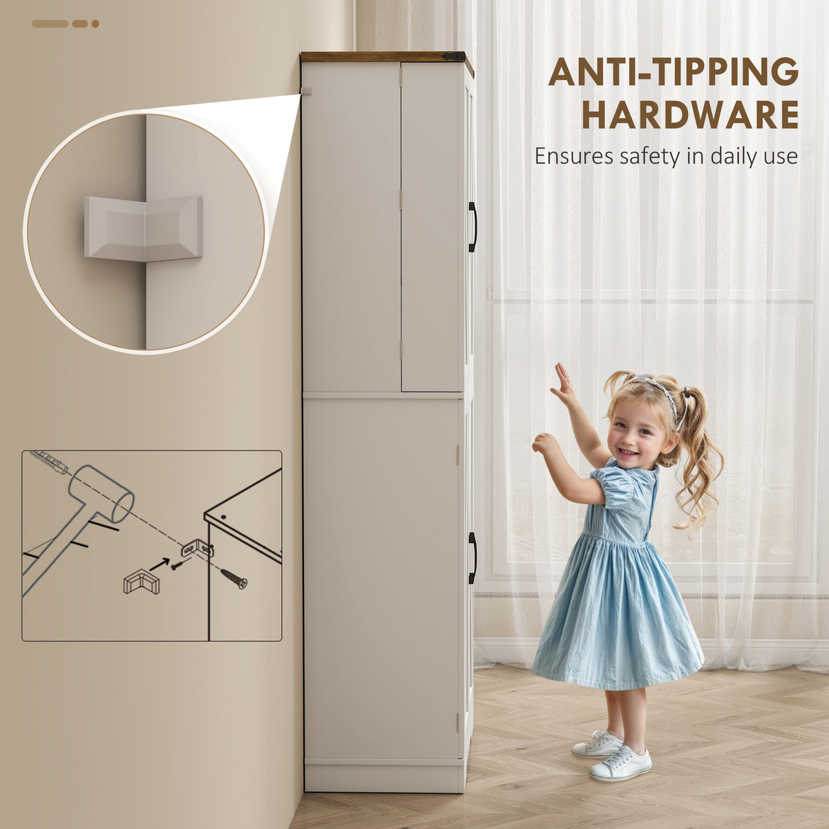 Kitchen Pantry Cabinet Farmhouse 182 cm