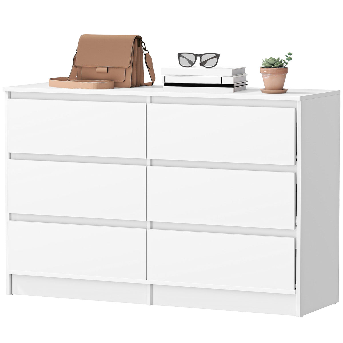 Modern 6 Drawer Wide Chest of Drawers