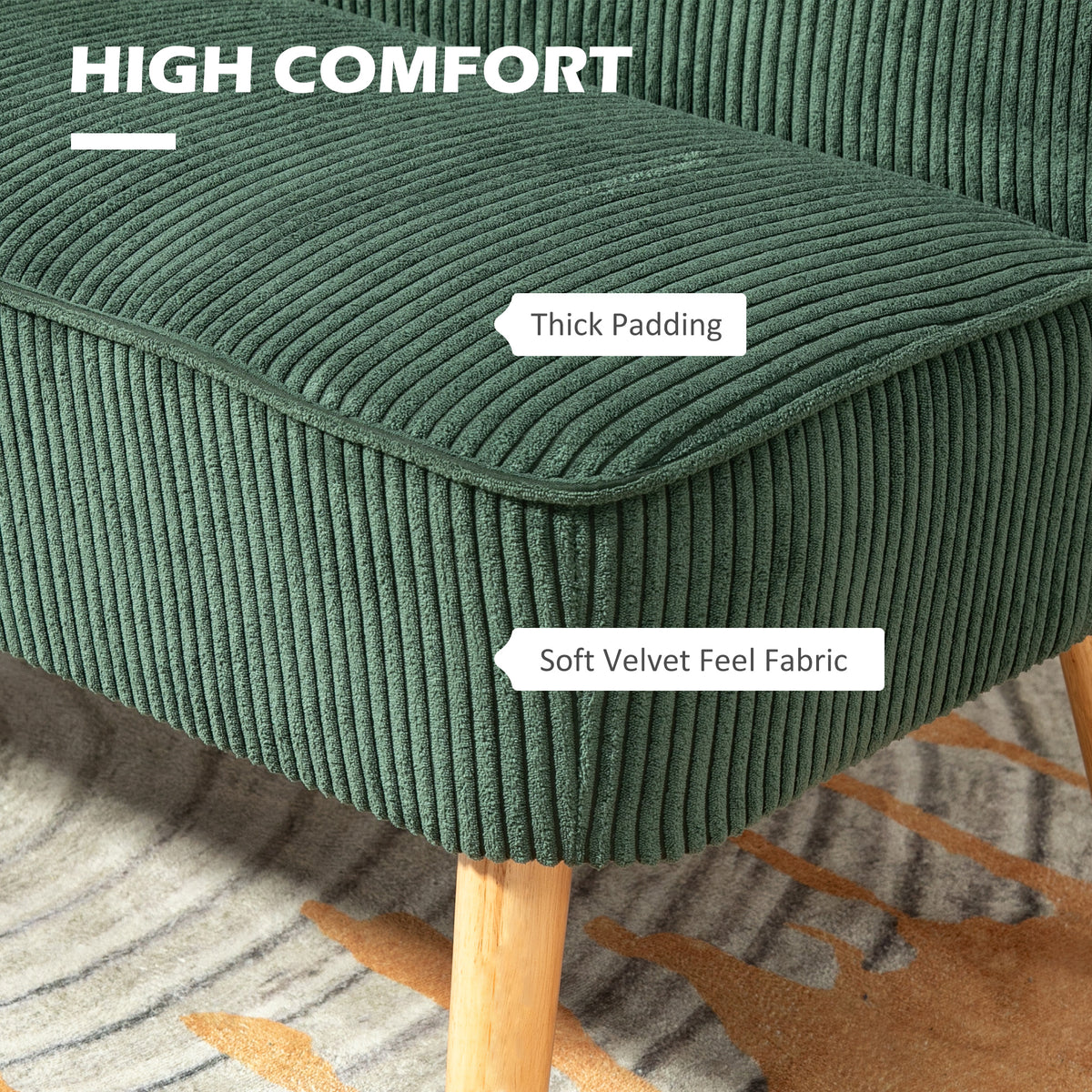 Sofa 2 seater modern upholstered rubber wood legs