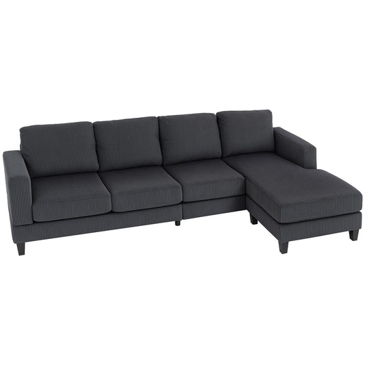 L-shaped sectional sofa with chaise lounge and spring cushions