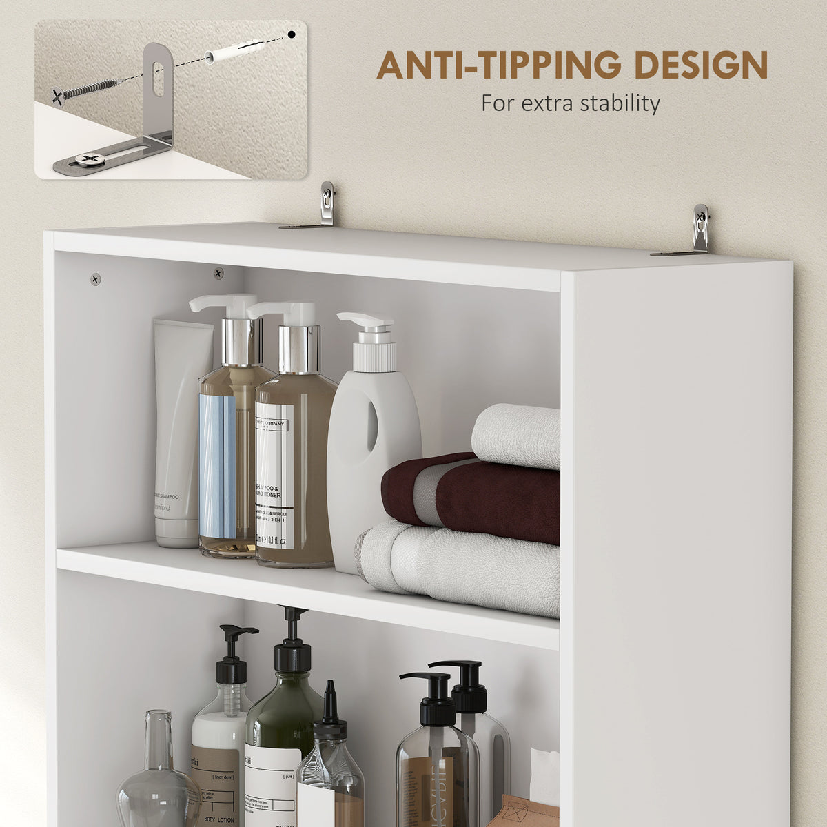 Freestanding over the toilet storage shelf 4-tier bathroom organizer