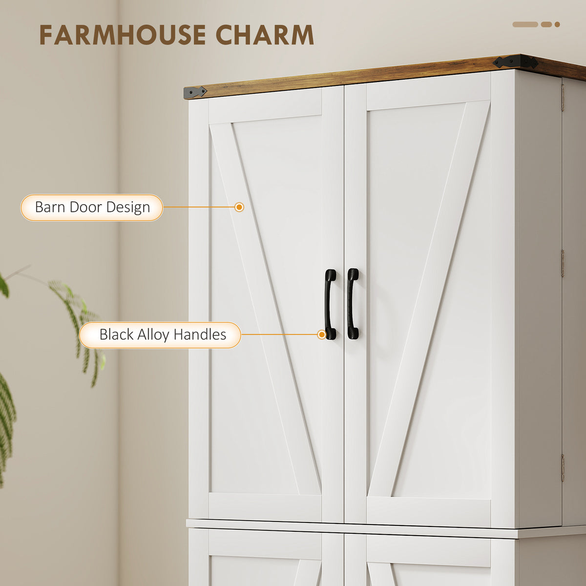 Kitchen Pantry Cabinet Farmhouse 182 cm