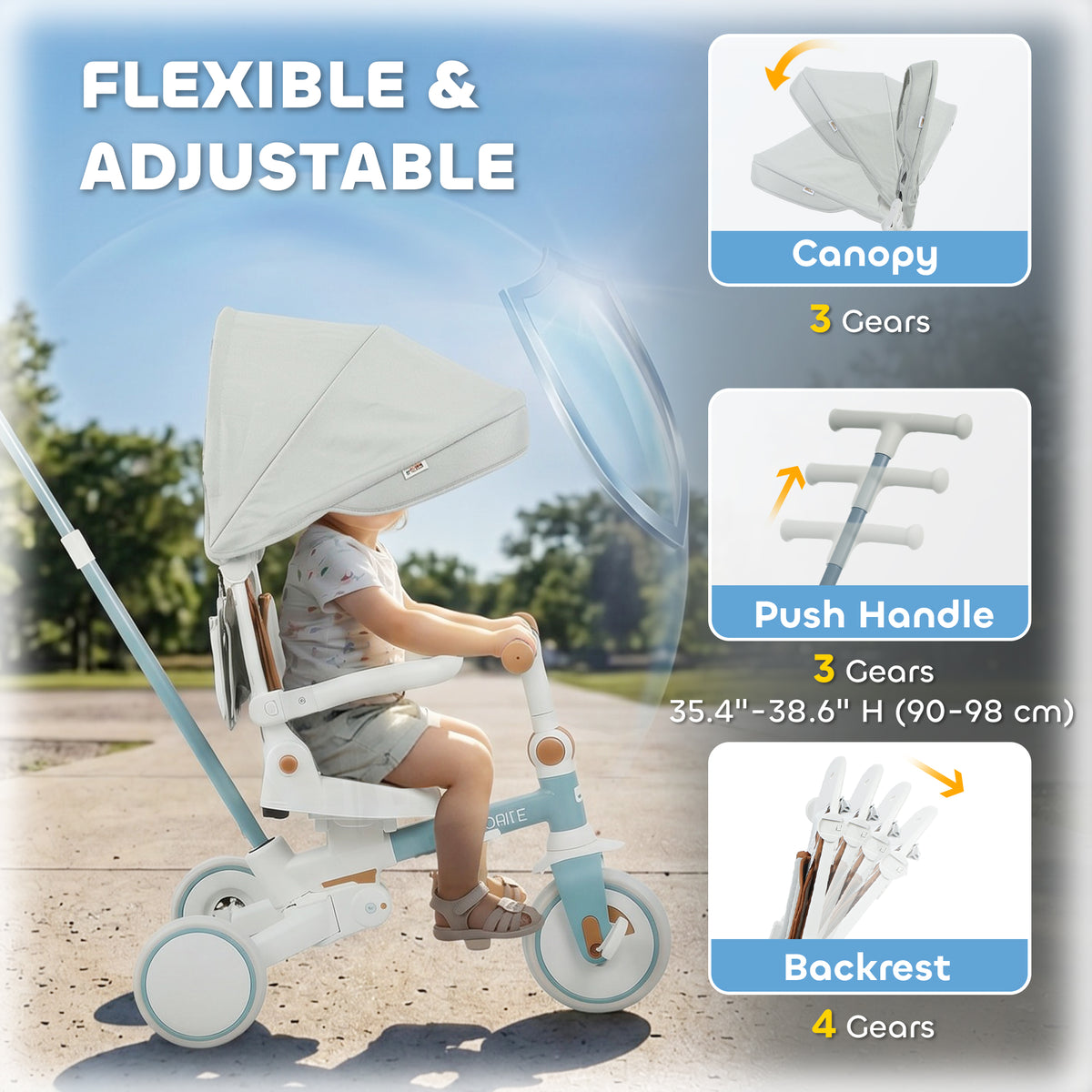 9-in-1 Convertible Tricycle with Safety Harness
