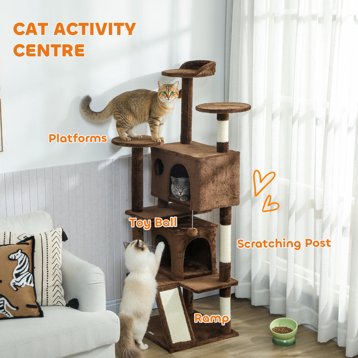 Árbol para gatos de varios niveles de 160 cm