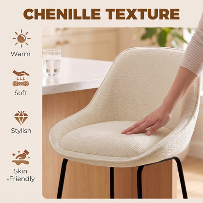 Set of 2 Chenille Bar Stools