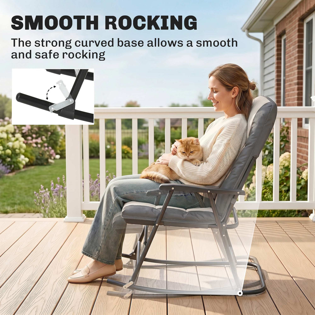 Set of 2 Padded Rocking Chairs with Armrests