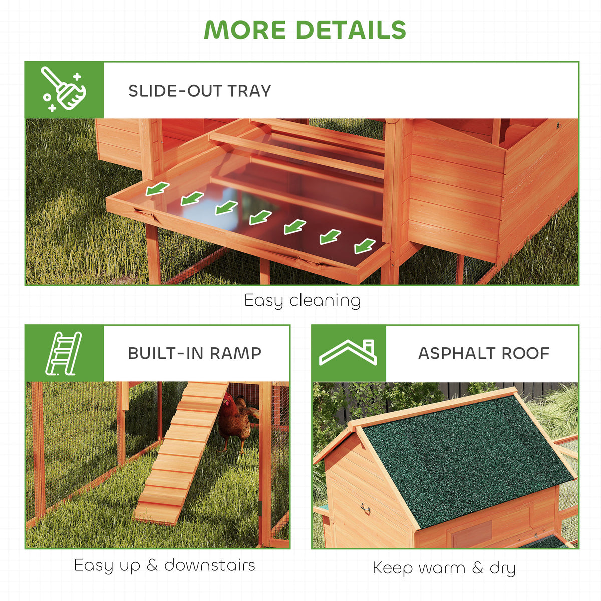 Wooden Chicken Coop with Run and Nesting Box