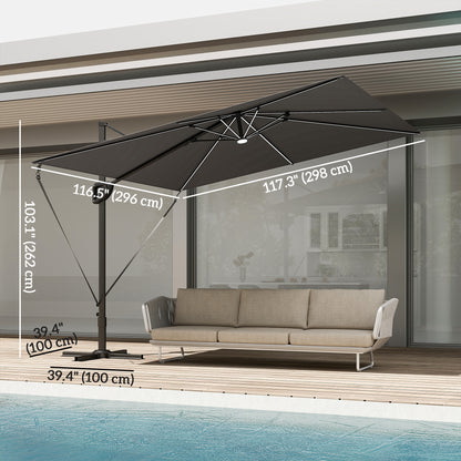 Offset Cantilever Patio Umbrella with Solar Lights UPF50+