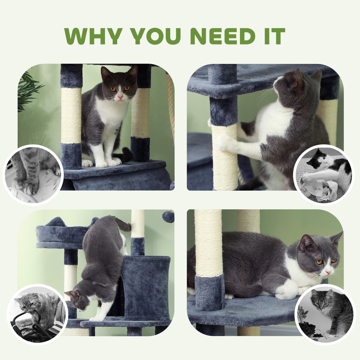 Árbol para gatos multinivel de 81 pulg. con rascadores