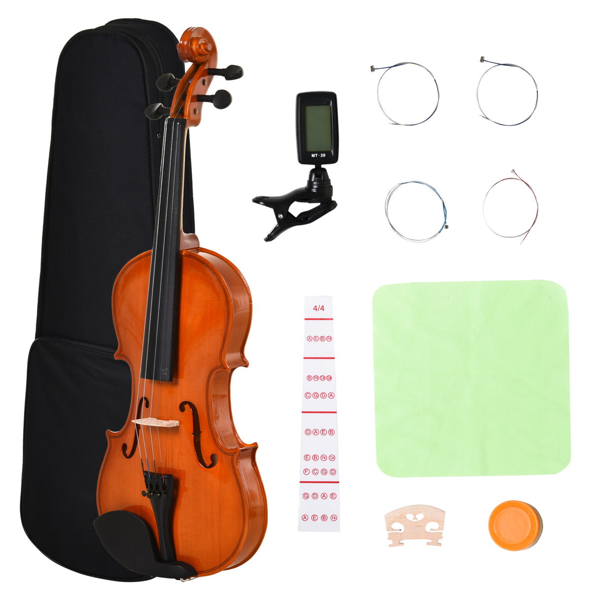 Acoustic 4/4 Full Size Violin Kit for Beginners