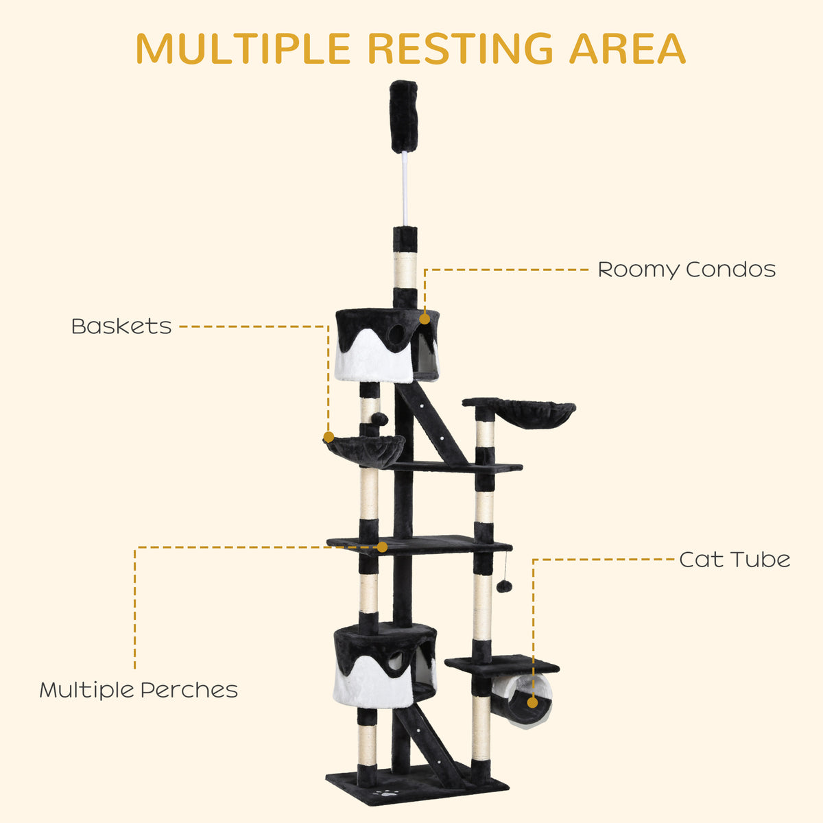 Árbol para gatos multinivel ajustable 240-260 cm
