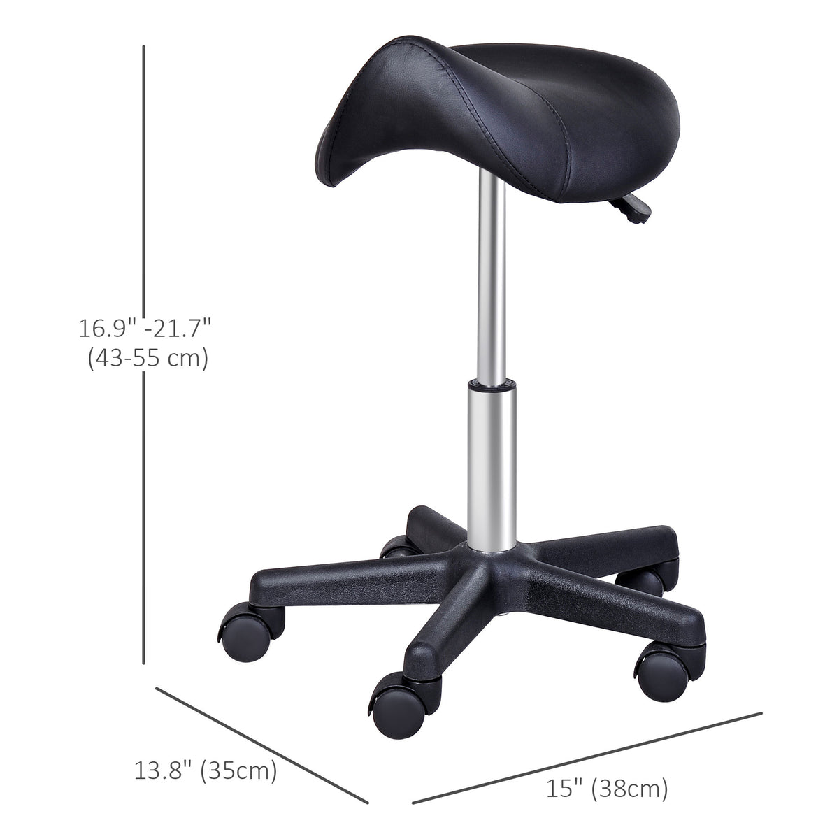 Ergonomic Saddle Stool Rolling Swivel with Wheels