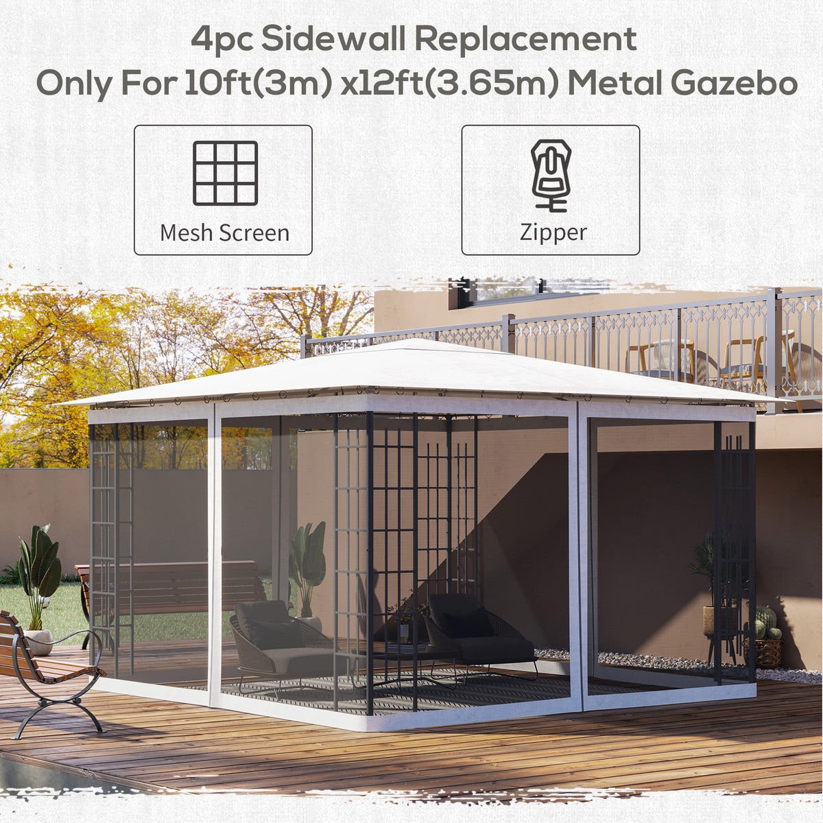 Mosquitera de repuesto para cenador de 3 x 3,6 m
