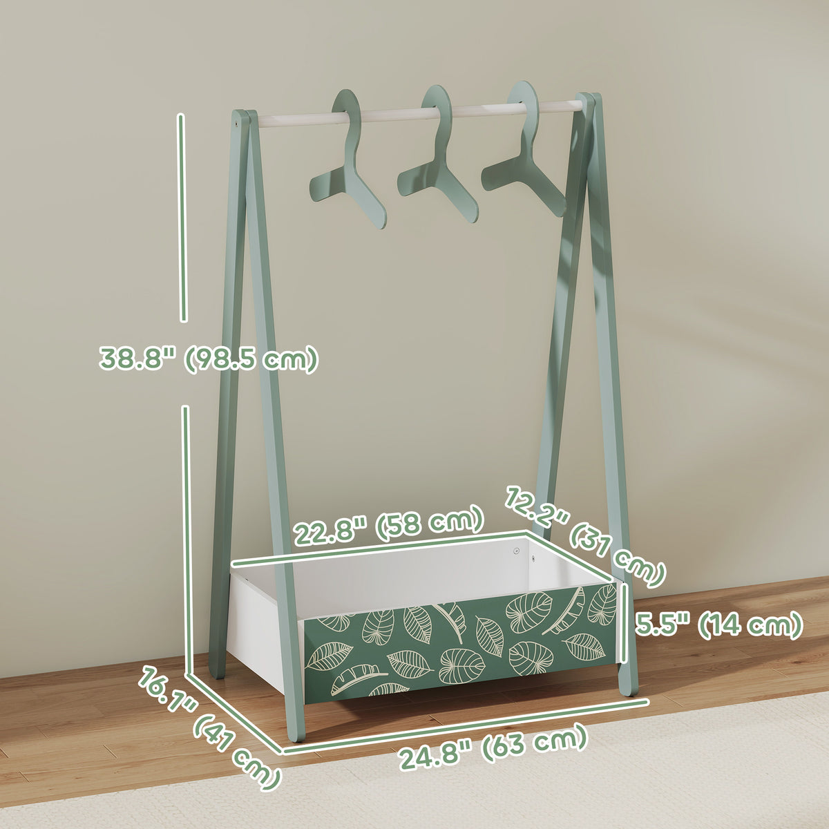 Kids Clothing Rack with Storage Shelf