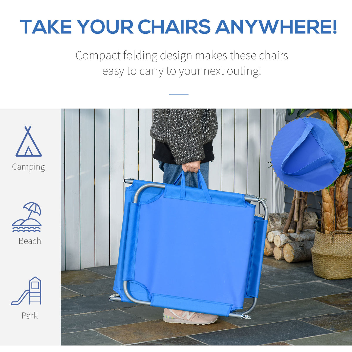Folding Outdoor Lounge Chair with Adjustable Backrest