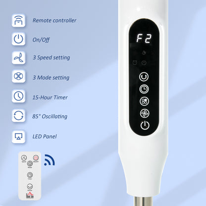 Standing floor fan with remote control adjustable height
