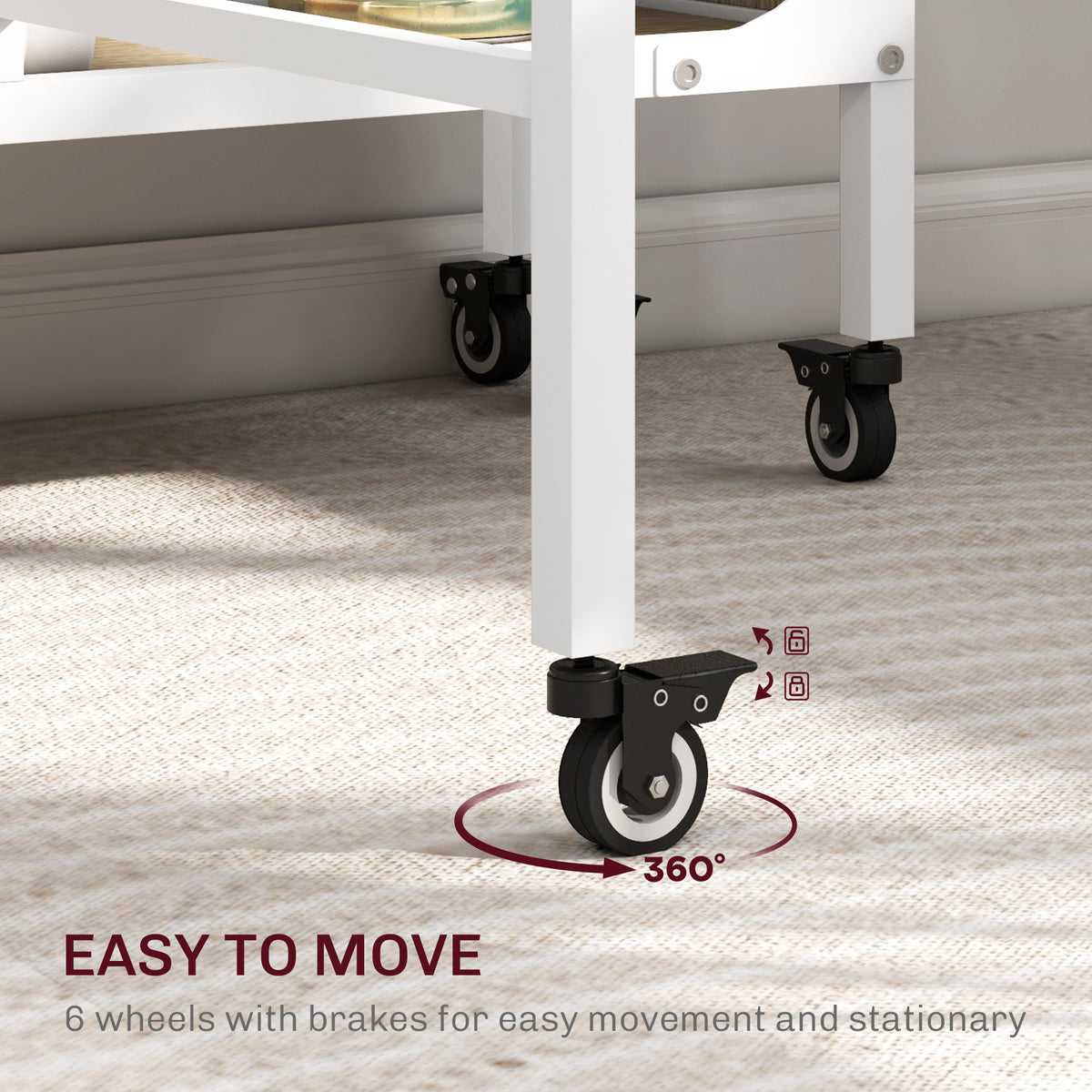 Mesa de comedor plegable extensible con tablero y ruedas