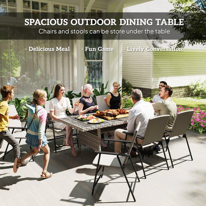 Outdoor Dining Table for 6-8 with Storage Shelf