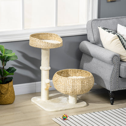 28" Cat Tree with Scratching Post Double Beds