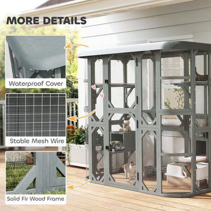 Wooden Multi-Level Outdoor Cat Enclosure