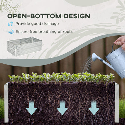 Raised Garden Bed Galvanized Steel with Reinforced Rods 180cm