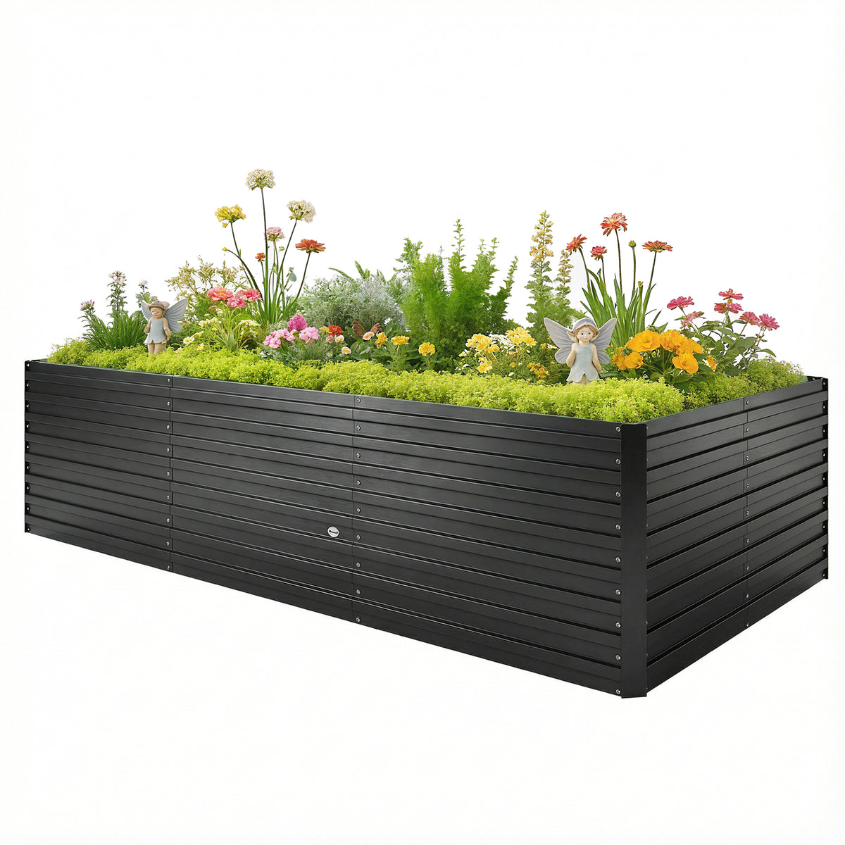 240x120x60cm Raised Garden Bed - Black Galvanized Planter