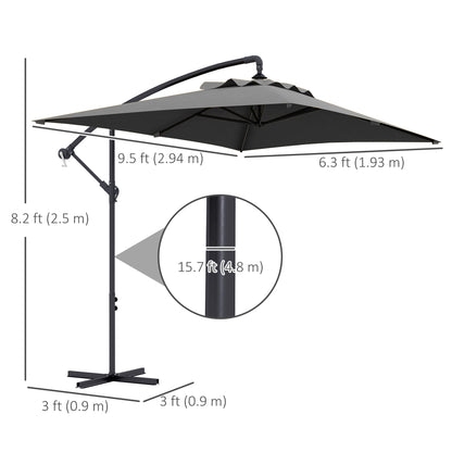 Offset Patio Umbrella 3m with Cross Base