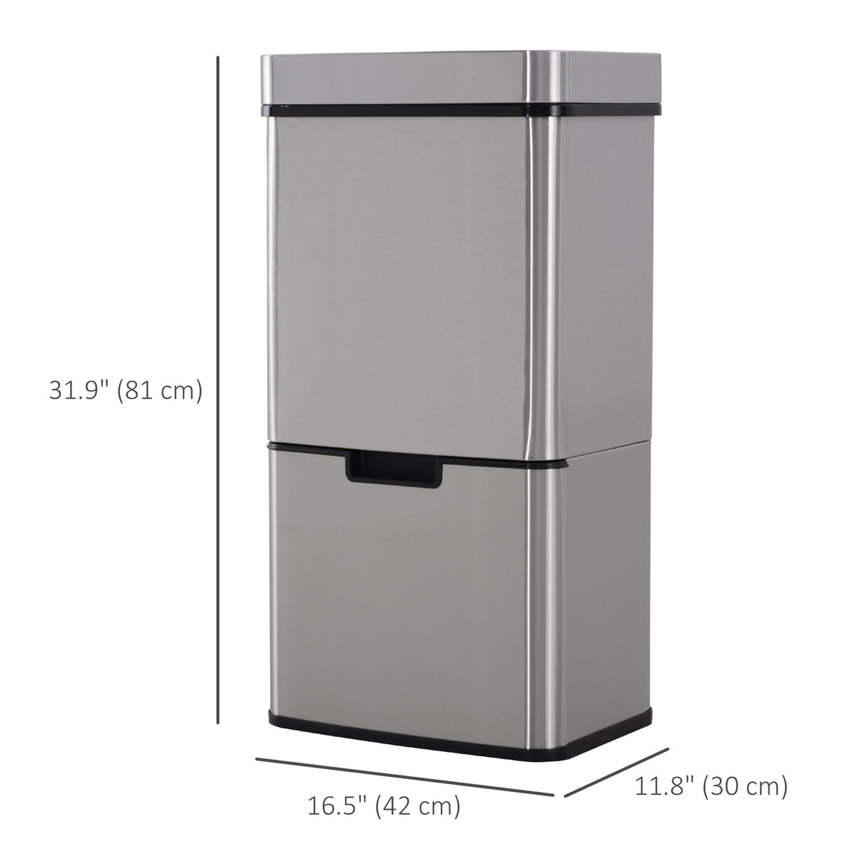 Papelera con sensor de 3 compartimentos, 72 L — Acero inoxidable