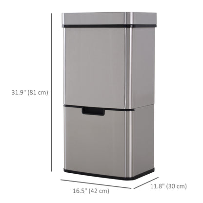 Papelera con sensor de 3 compartimentos, 72 L — Acero inoxidable