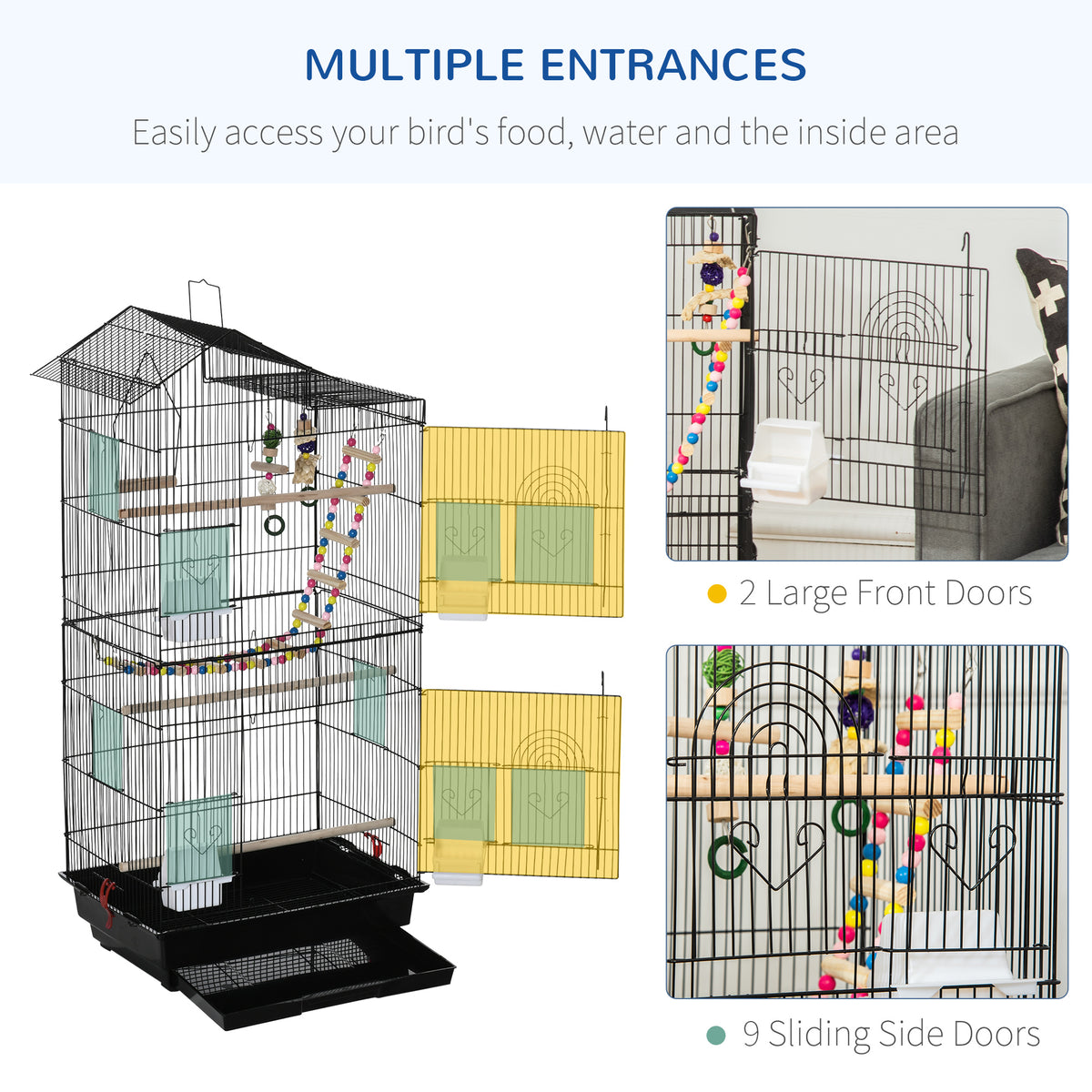 Spacious Bird Cage with Toys and Accessories